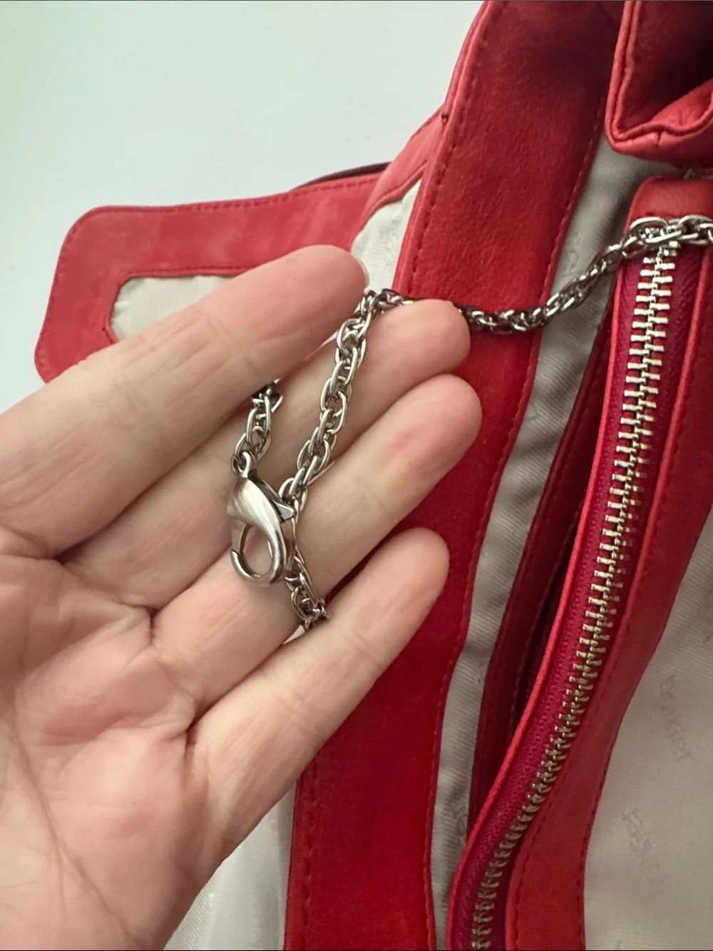 BOTKIER Charlotte Red Lambskin Leather Satchel Shoulder Bag Silver Hardware EUC